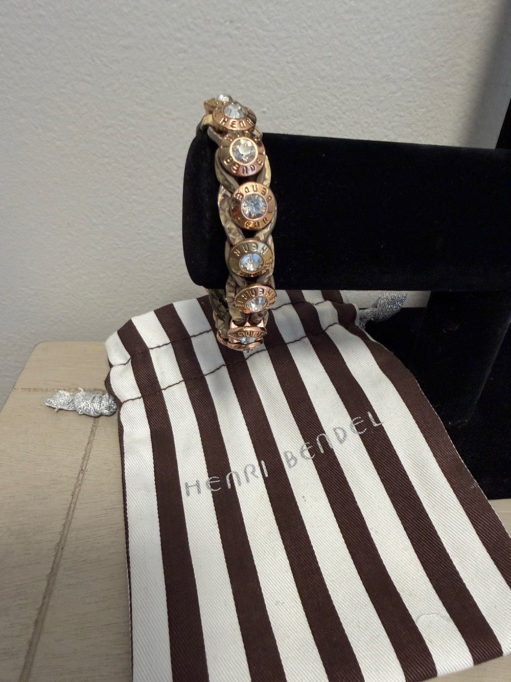 Henri Bendel Rose Gold Rivet & Swarovski Crystal Bracelet with Dust Bag